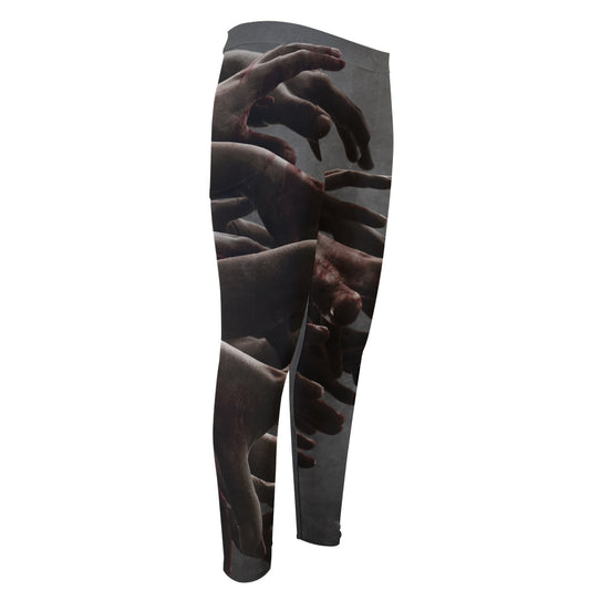 Halloween Zombie Hands Print Men's Compression Pants