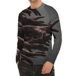 Halloween Zombie Hands Print Men's Long Sleeve Rash Guard
