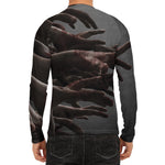 Halloween Zombie Hands Print Men's Long Sleeve Rash Guard