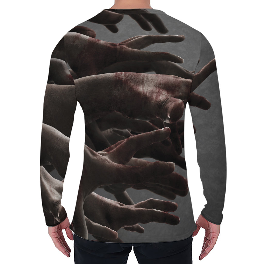 Halloween Zombie Hands Print Men's Long Sleeve T-Shirt