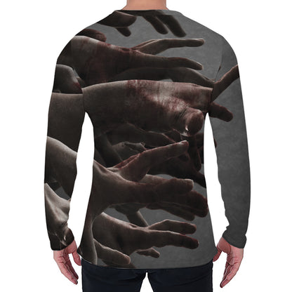 Halloween Zombie Hands Print Men's Long Sleeve T-Shirt