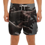 Halloween Zombie Hands Print Men's Split Running Shorts