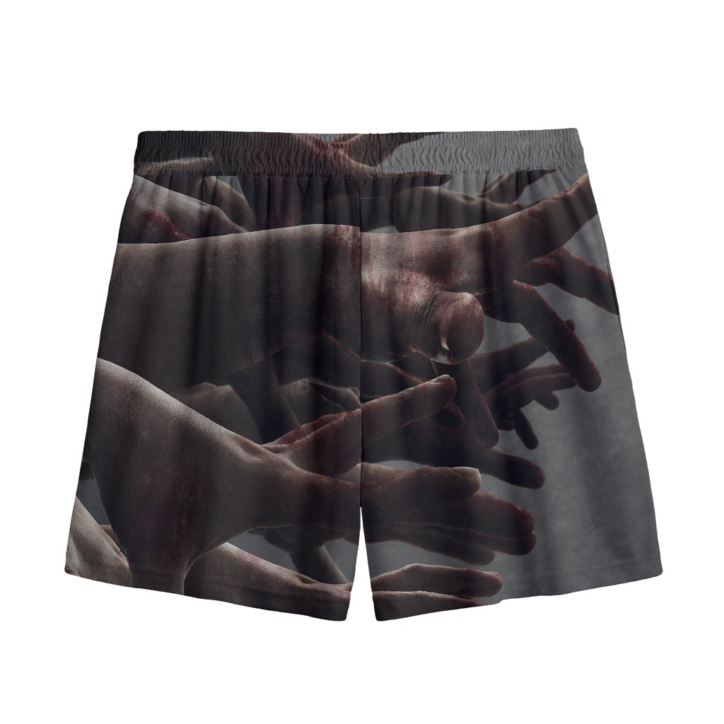 Halloween Zombie Hands Print Mesh Shorts