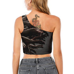 Halloween Zombie Hands Print One Shoulder Crop Top