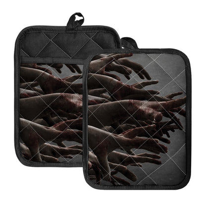 Halloween Zombie Hands Print Pot Holders With Pocket
