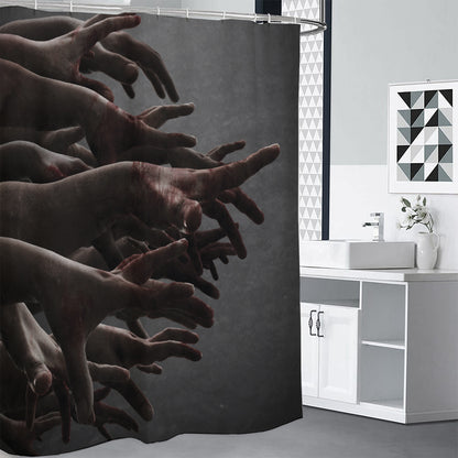 Halloween Zombie Hands Print Premium Shower Curtain