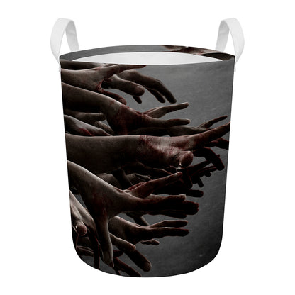 Halloween Zombie Hands Print Round Laundry Basket