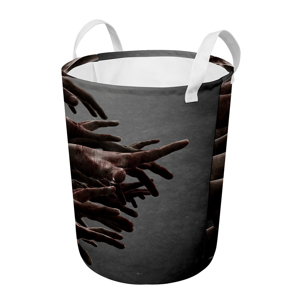 Halloween Zombie Hands Print Round Laundry Basket