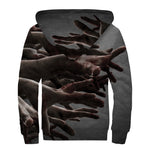 Halloween Zombie Hands Print Sherpa Lined Zip Up Hoodie