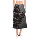 Halloween Zombie Hands Print Side Slit Midi Skirt