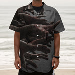 Halloween Zombie Hands Print Textured Short Sleeve Shirt