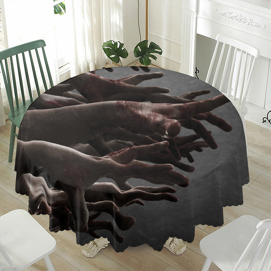 Halloween Zombie Hands Print Waterproof Round Tablecloth