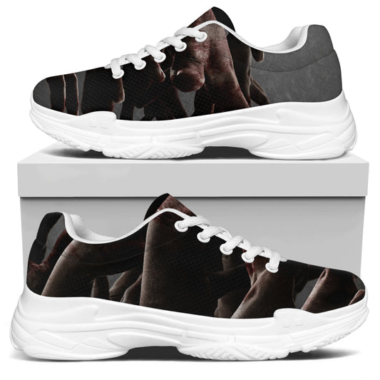 Halloween Zombie Hands Print White Chunky Shoes