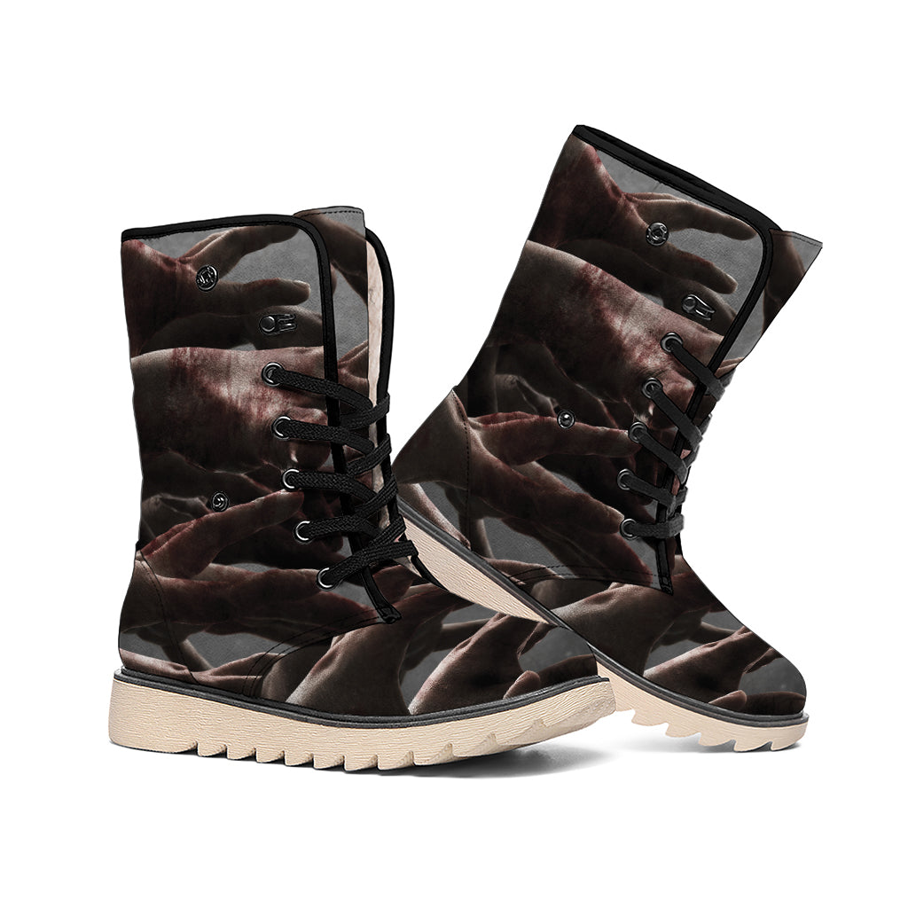 Halloween Zombie Hands Print Winter Boots
