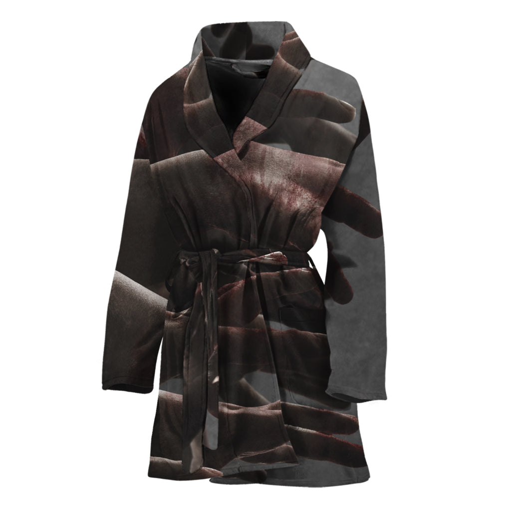 Halloween Zombie Hands Print Women's Bathrobe