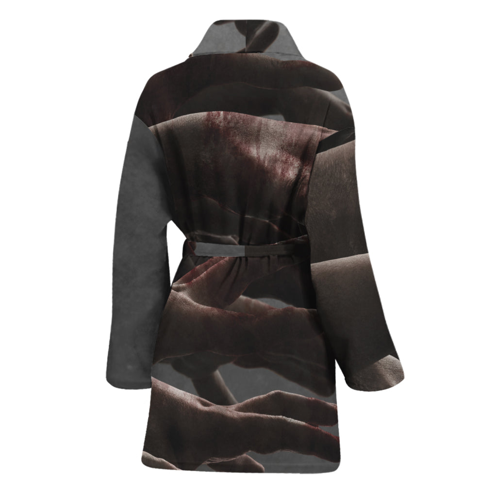 Halloween Zombie Hands Print Women's Bathrobe