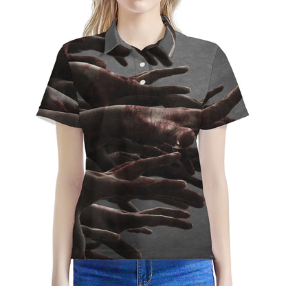 Halloween Zombie Hands Print Women's Polo Shirt