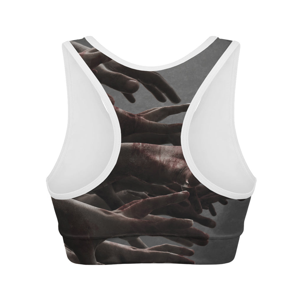 Halloween Zombie Hands Print Women's Sports Bra