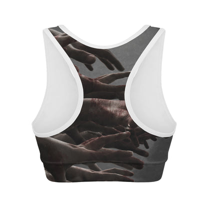 Halloween Zombie Hands Print Women's Sports Bra