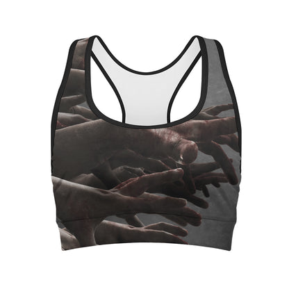 Halloween Zombie Hands Print Women's Sports Bra
