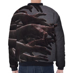 Halloween Zombie Hands Print Zip Sleeve Bomber Jacket