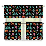 Halloween Zombie Pattern Print 3 Piece Kitchen Curtains