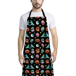 Halloween Zombie Pattern Print Bib Apron With Pocket