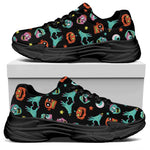 Halloween Zombie Pattern Print Black Chunky Shoes