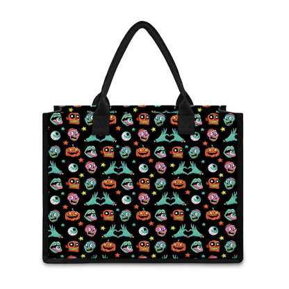 Halloween Zombie Pattern Print Canvas Tote Bag