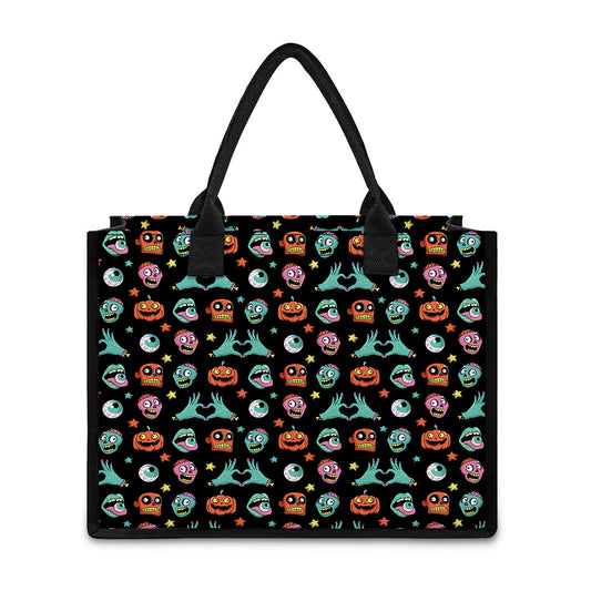 Halloween Zombie Pattern Print Canvas Tote Bag