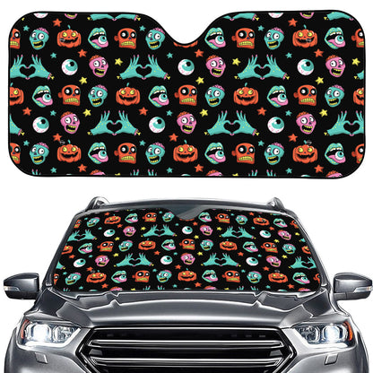 Halloween Zombie Pattern Print Car Windshield Sun Shade