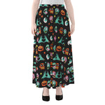 Halloween Zombie Pattern Print Chiffon Maxi Skirt