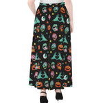 Halloween Zombie Pattern Print Chiffon Maxi Skirt