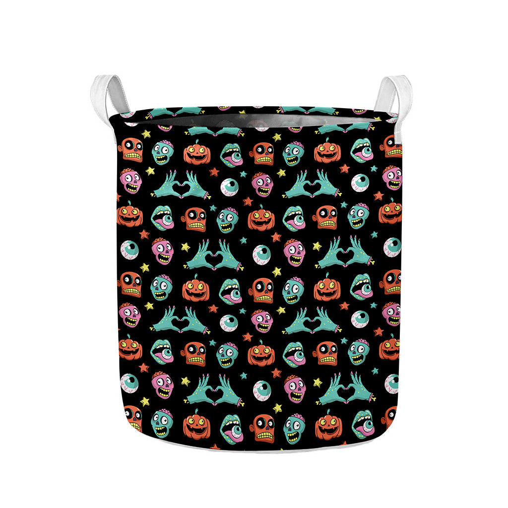 Halloween Zombie Pattern Print Collapsible Laundry Basket