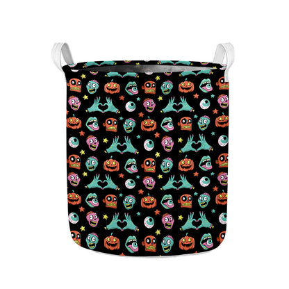 Halloween Zombie Pattern Print Collapsible Laundry Basket