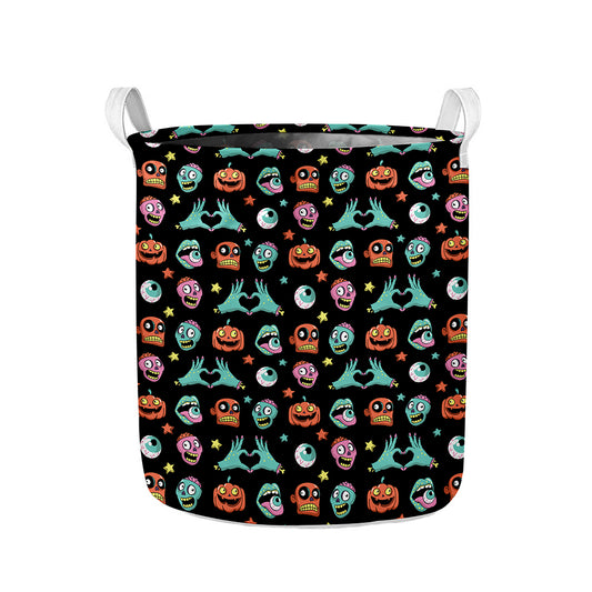 Halloween Zombie Pattern Print Collapsible Laundry Basket
