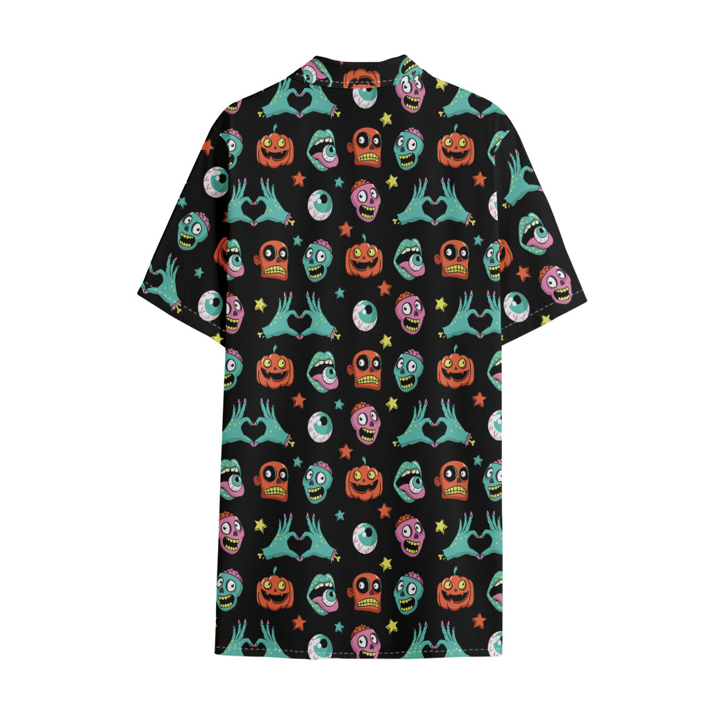 Halloween Zombie Pattern Print Cotton Hawaiian Shirt