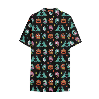 Halloween Zombie Pattern Print Cotton Hawaiian Shirt