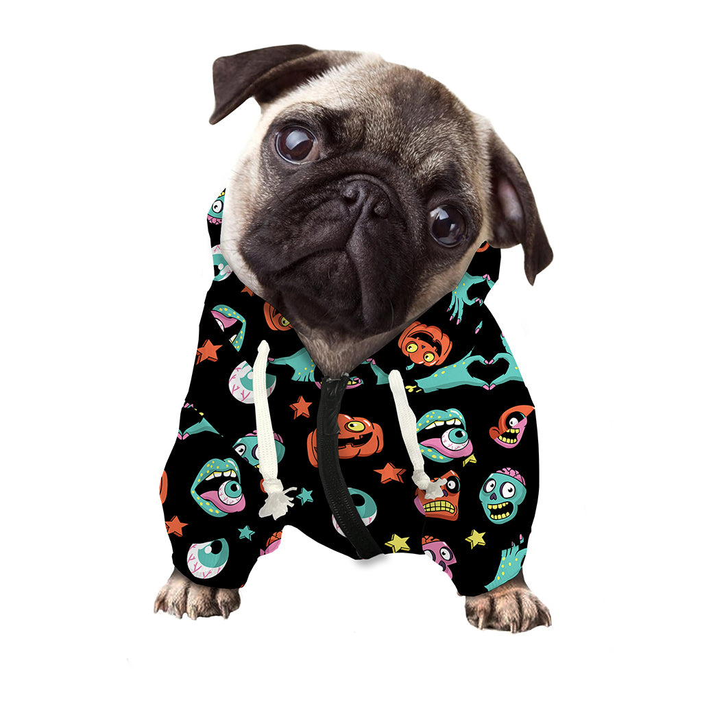 Halloween Zombie Pattern Print Dog Zip Up Hoodie