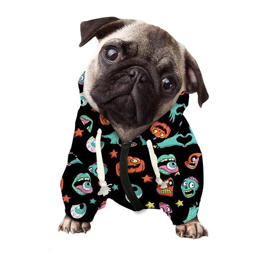 Halloween Zombie Pattern Print Dog Zip Up Hoodie