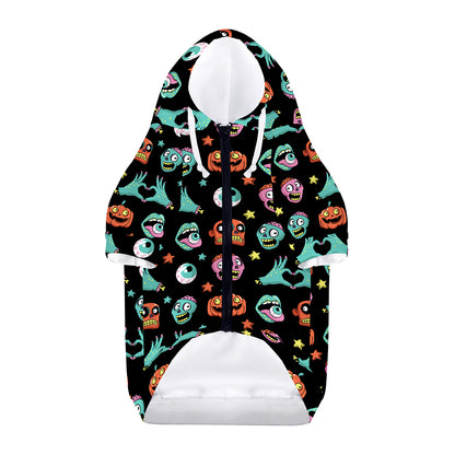 Halloween Zombie Pattern Print Dog Zip Up Hoodie