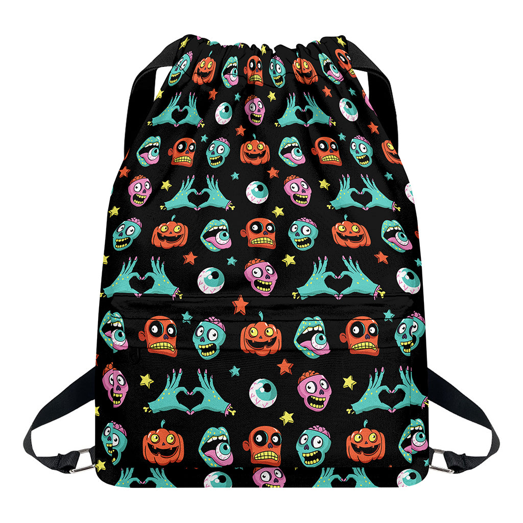 Halloween Zombie Pattern Print Drawstring Backpack