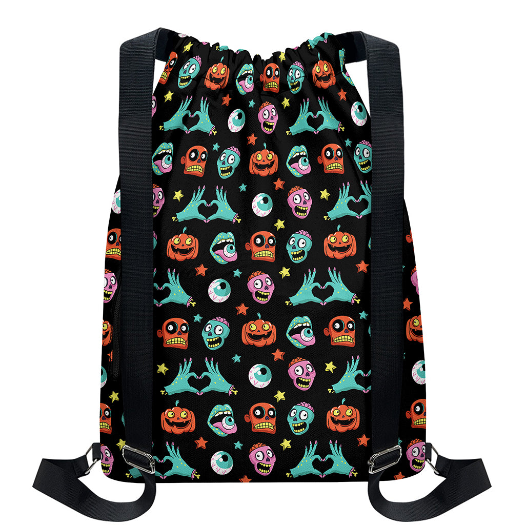Halloween Zombie Pattern Print Drawstring Backpack