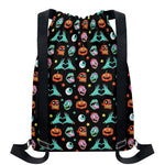 Halloween Zombie Pattern Print Drawstring Backpack