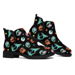 Halloween Zombie Pattern Print Flat Ankle Boots
