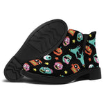 Halloween Zombie Pattern Print Flat Ankle Boots
