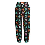 Halloween Zombie Pattern Print Fleece Lined Knit Pants