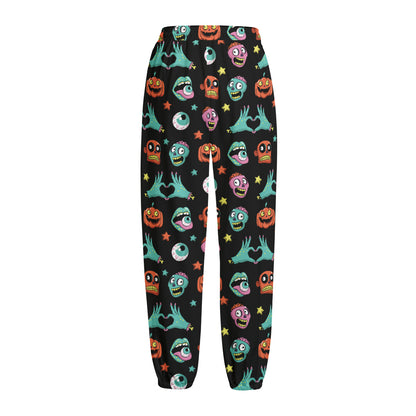 Halloween Zombie Pattern Print Fleece Lined Knit Pants