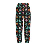 Halloween Zombie Pattern Print Fleece Lined Knit Pants