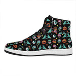 Halloween Zombie Pattern Print High Top Leather Sneakers